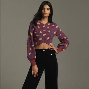 FARM Rio Leopard crop sweater.